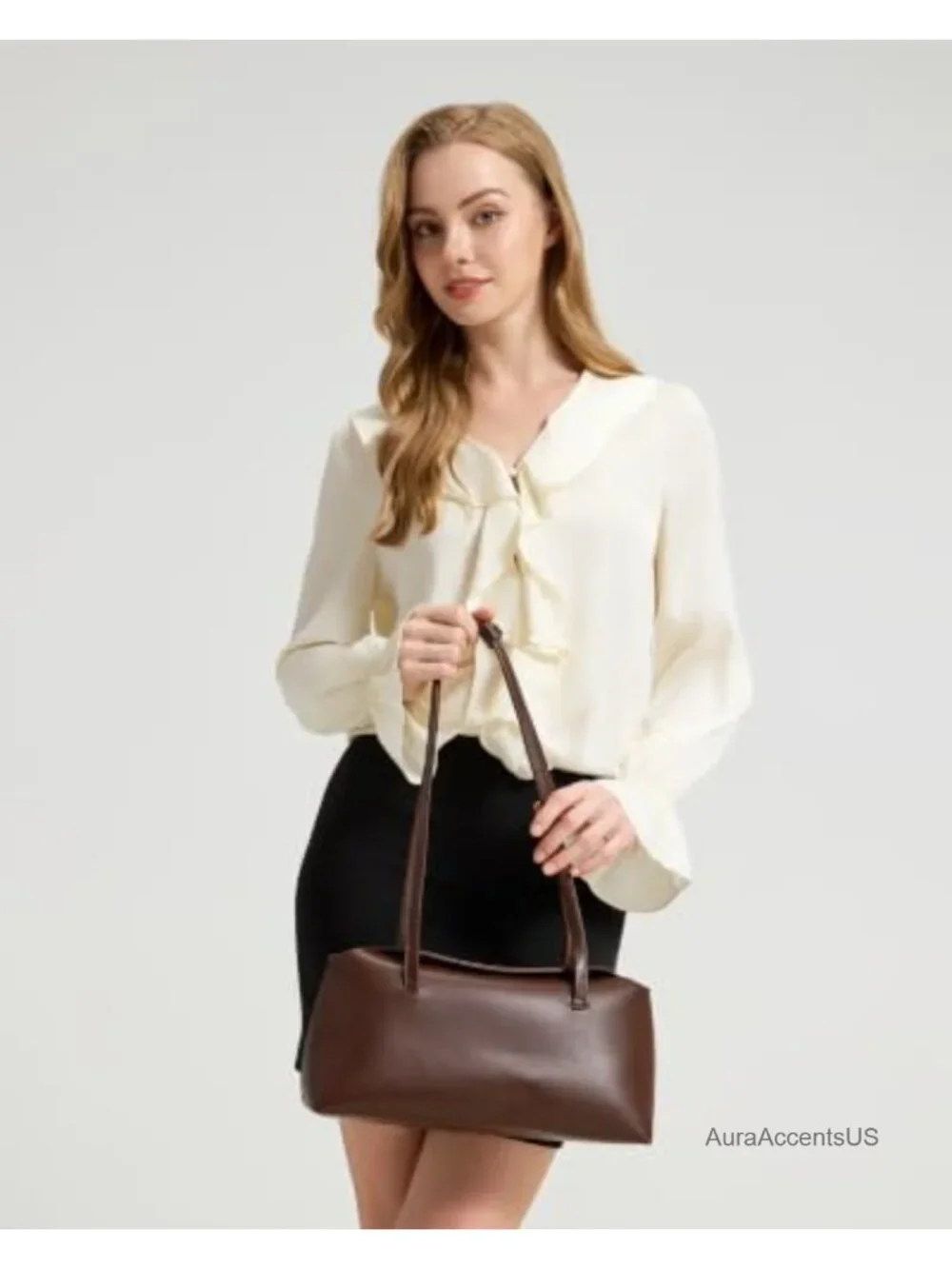 Faux Leather Hobo Satchel Shoulder Bag with Magnetic Closure